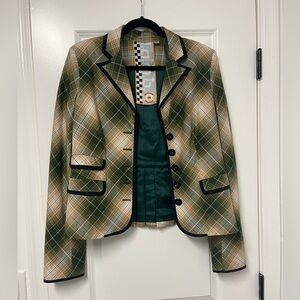 L.A.M.B. Plaid Green and Tan Blazer
